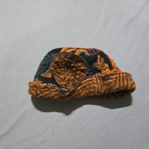 TIB Design Cloche Hat Womens OS Brown Wool Blend Floral‎ Applique Made in Canada